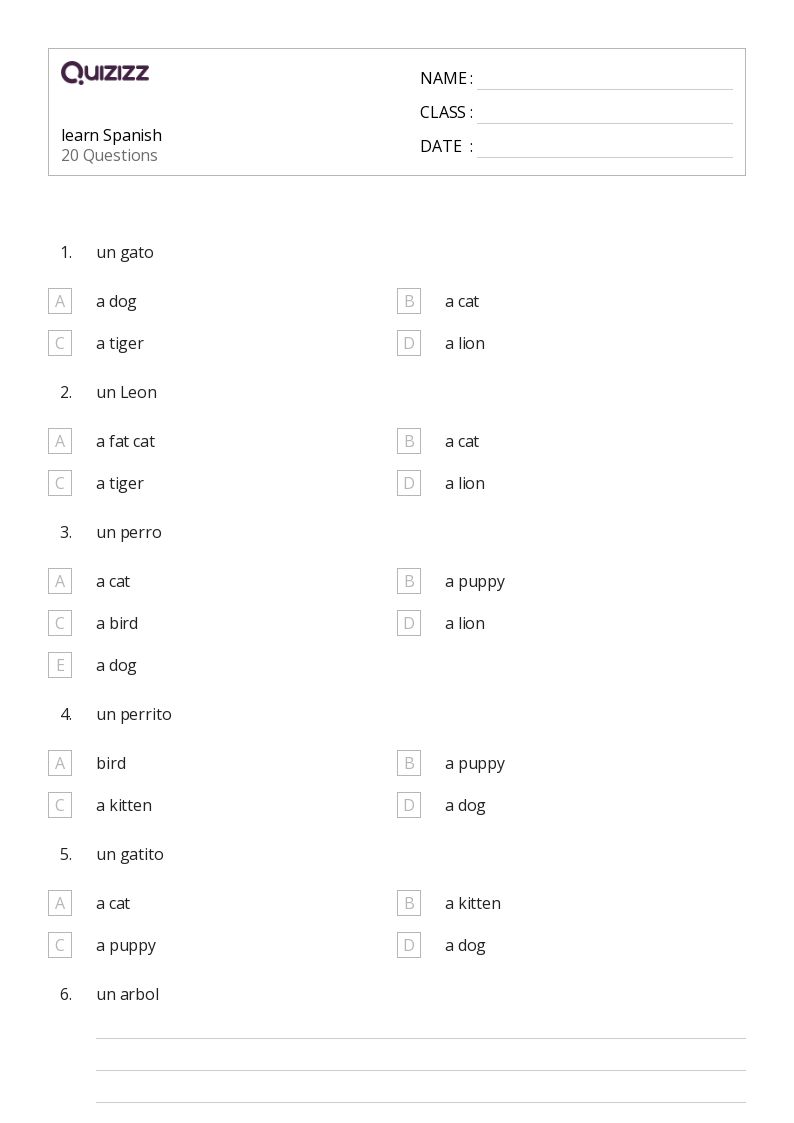 50+ Spanish worksheets for 4th Grade on Quizizz | Free &  Printable