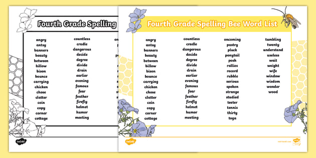 4th grade spelling words