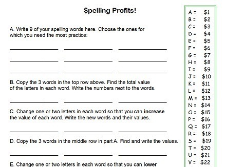 4th grade spelling worksheet