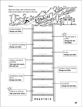 Growing Up Word Ladder (Grades 4-6) | Printable Skills Sheets ...