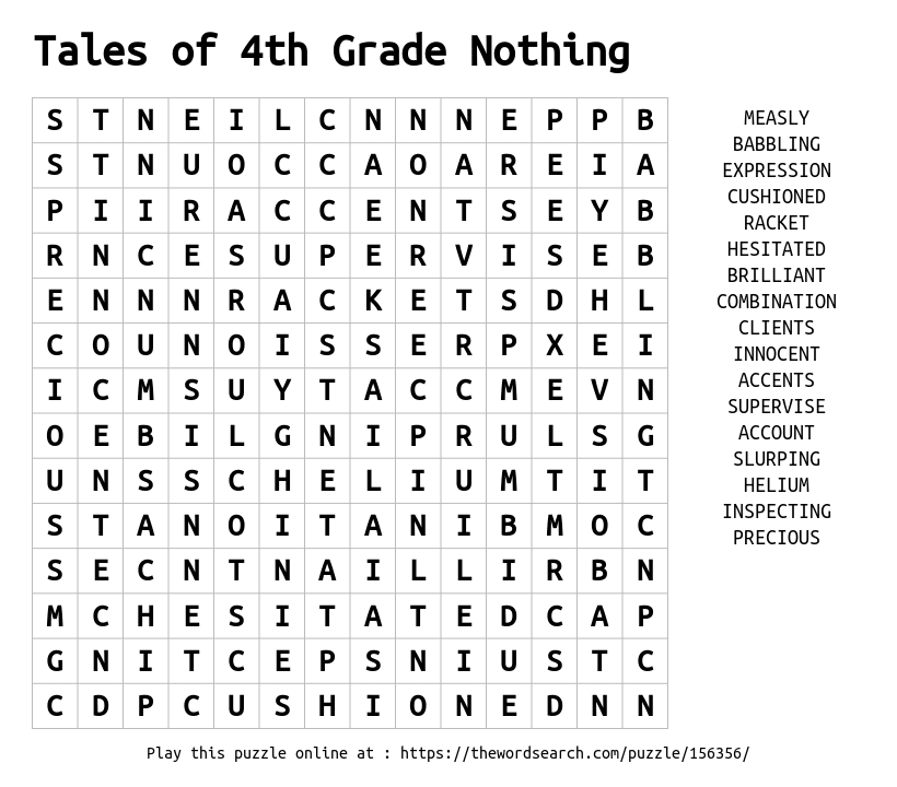 4th grade word search worksheet