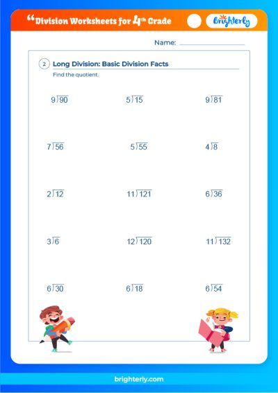 Free Printable 4th Grade Division Worksheets for Kids - Brighterly.com