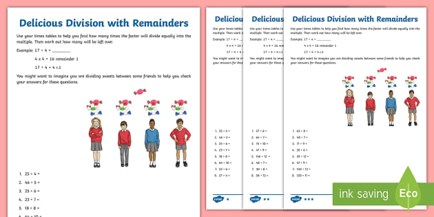 4th grade worksheet division reminders