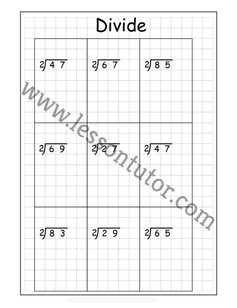 Division Worksheets - Lesson Tutor
