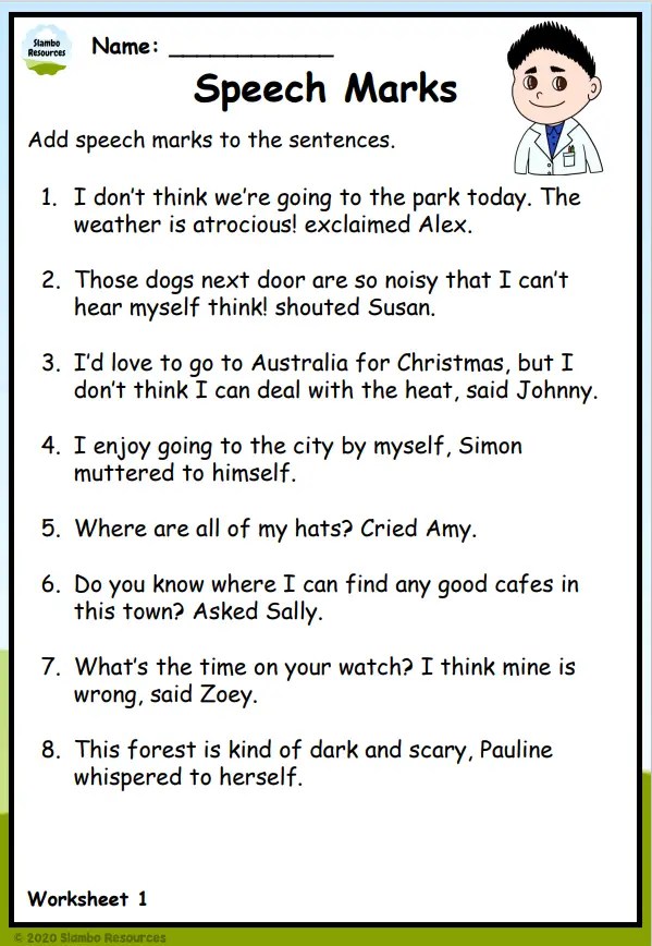 Grade 4 Speech Marks Worksheets Free Printables Worksheets 
