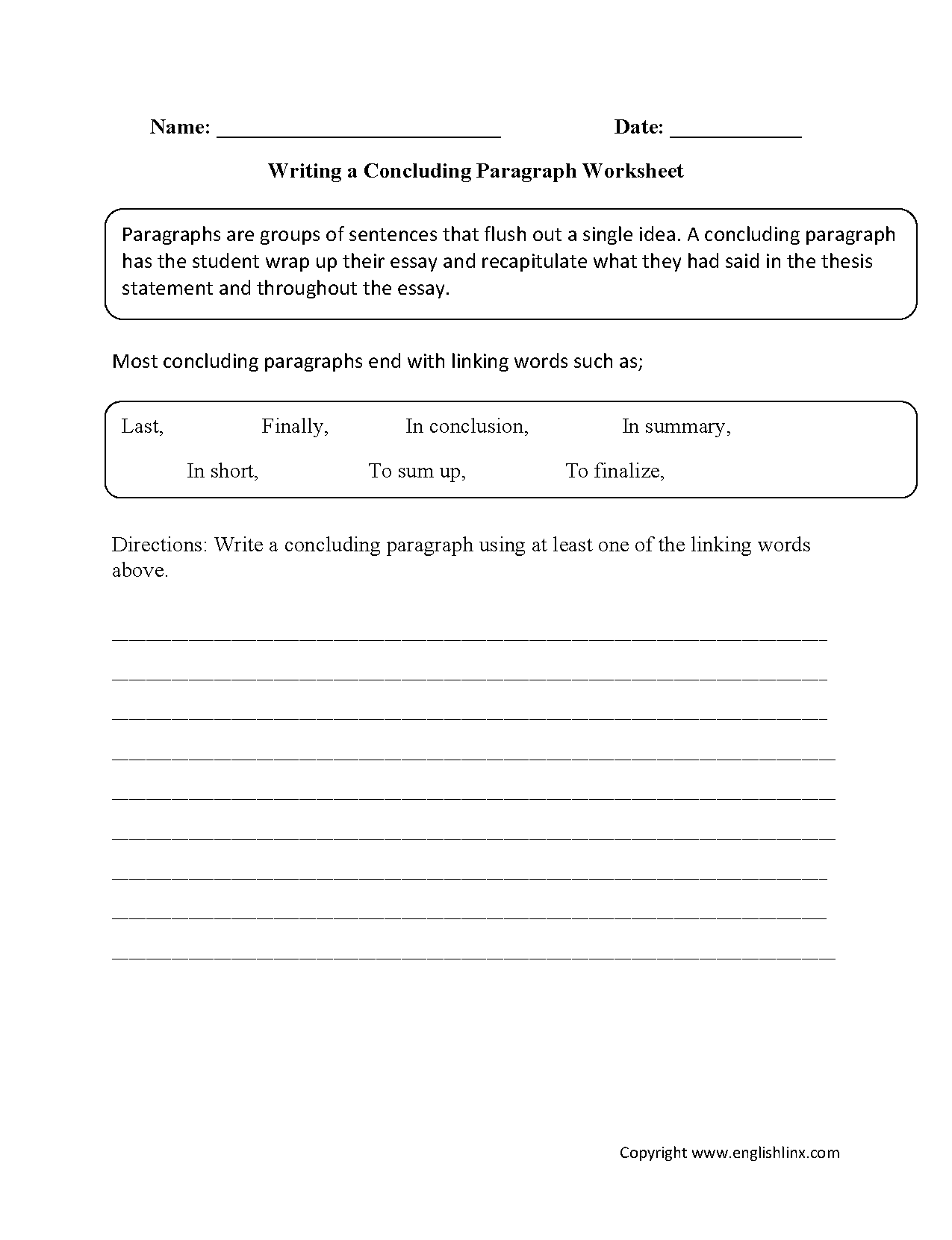 4th grade writing paragraphs worksheet