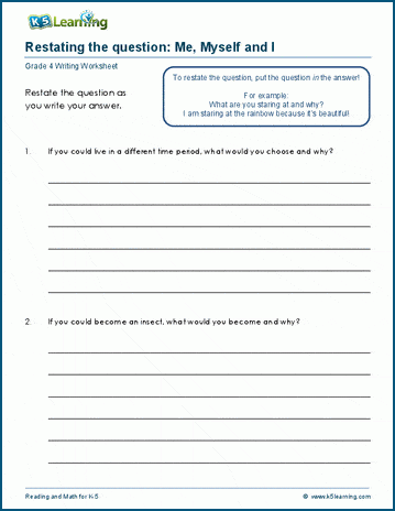 Writing Worksheets for Grade 4 | Worsheets library
