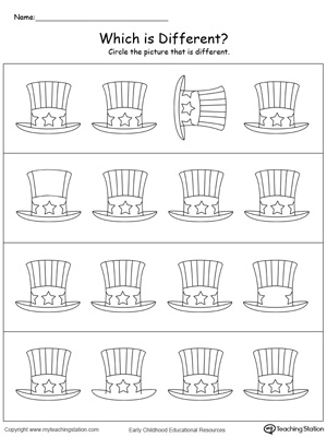FREE* Which 4th of July Hat is Different? | MyTeachingStation.com