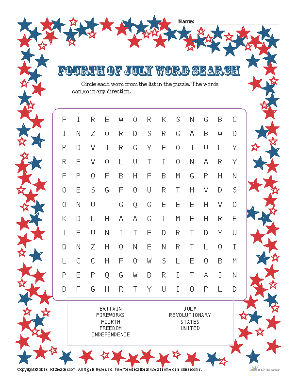 4th of july reading worksheet