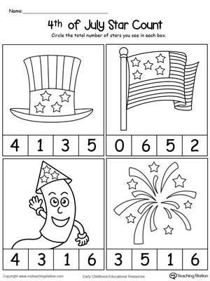 4th of july worksheet for kindergarten