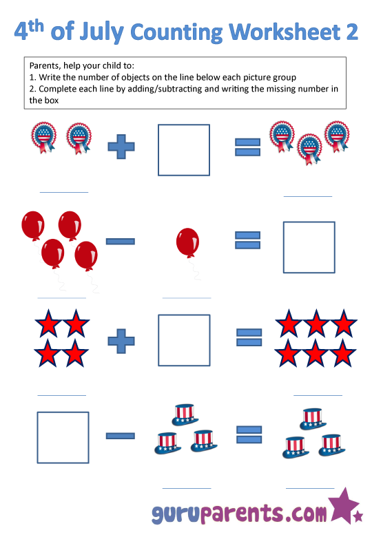4th of july worksheet for kindergarten