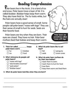 Reading Comprehension Worksheet for 2nd - 4th Grade | Lesson Planet