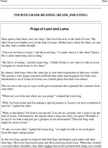 Reading Comprehension-Grade 4 Worksheet for 3rd - 4th Grade ...