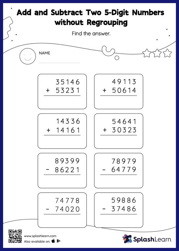 5 digit subtraction with regrouping worksheet