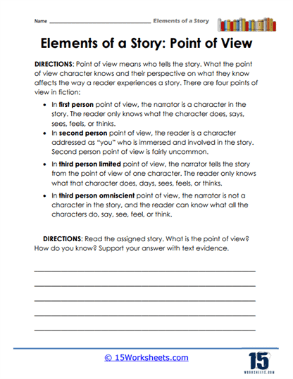 5 elements of a story worksheet