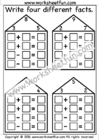 Numbers -Fact Family / FREE Printable Worksheets - Worksheetfun