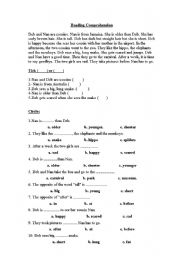 grade 5 unit 3 reading comprehension Deb and Nan - ESL worksheet ...