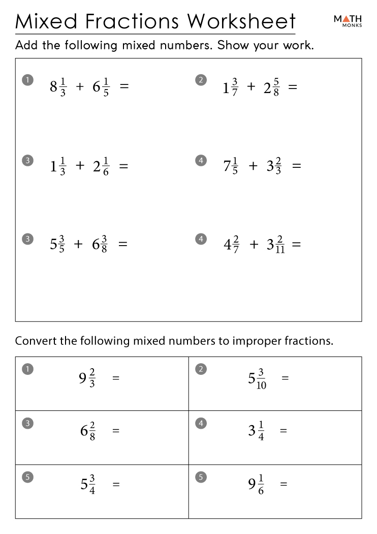 5th Grade Fractions Worksheets - Math Monks