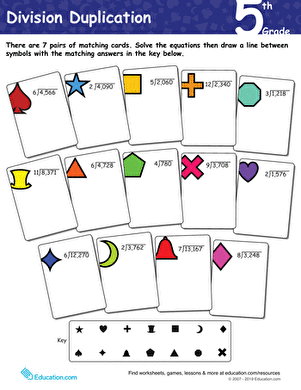 Division Duplication: 5th Grade | Worksheet 