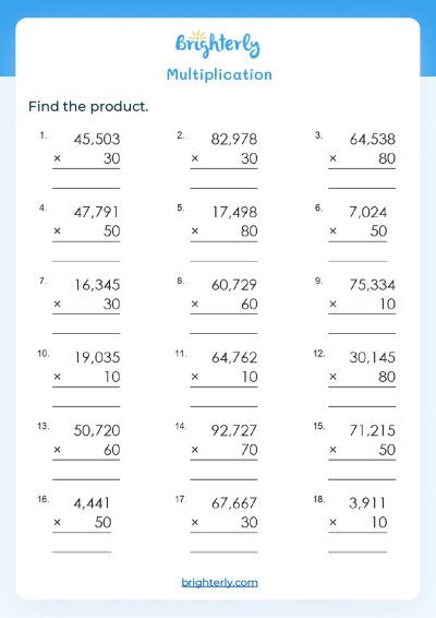 Free Printable Multiplication Worksheets for 5th Graders ...