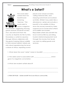 Reading Worksheets for 5th Graders