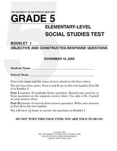 Grade 5 Social Studies Test Booklet 1 Worksheet for 5th Grade ...