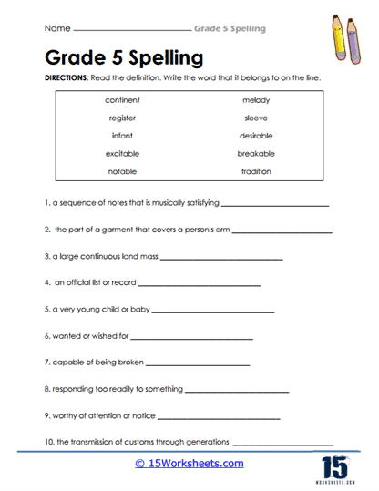 5th Grade Spelling Words Worksheets - 15 Worksheets Library