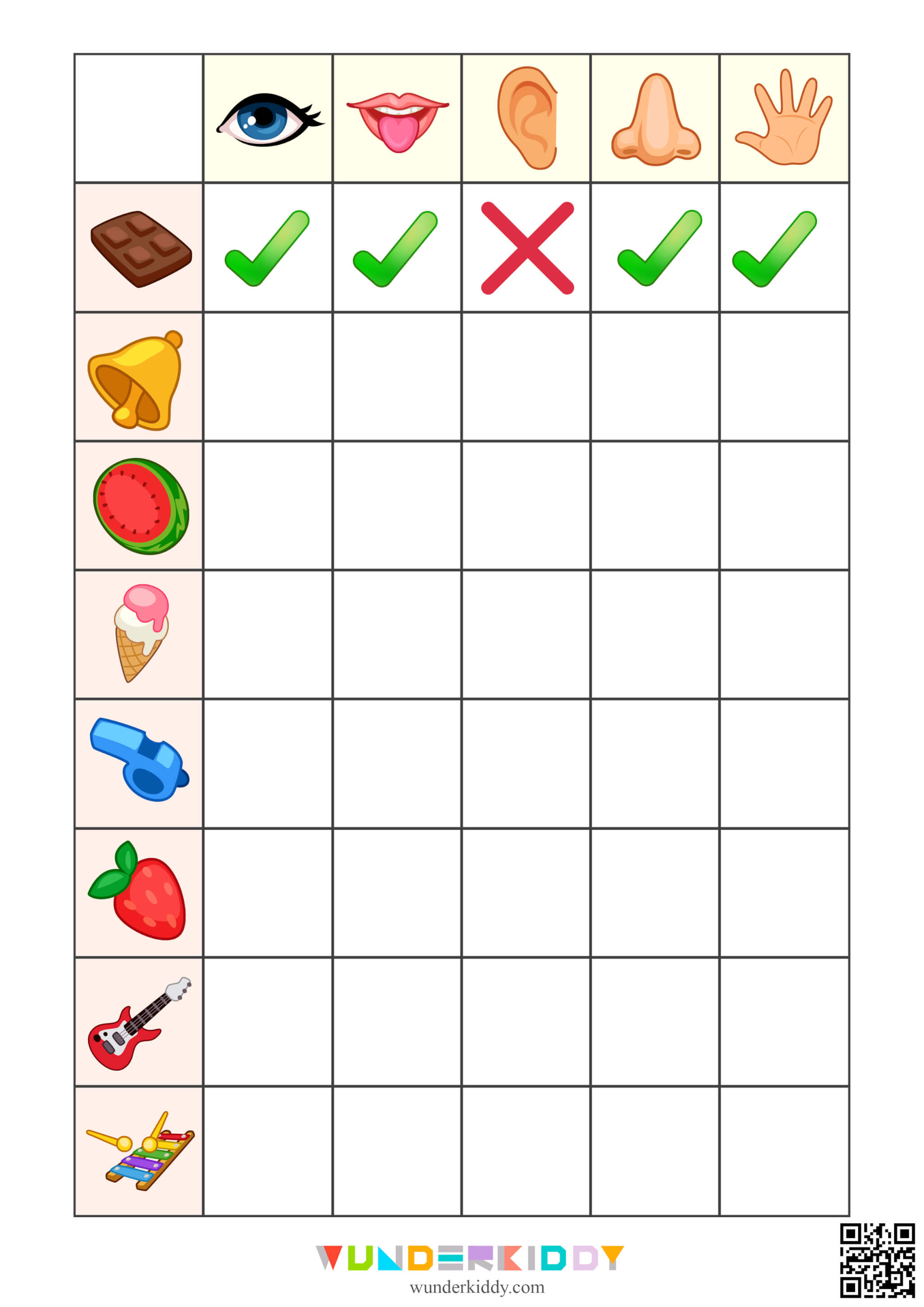 5 senses worksheet for preschool
