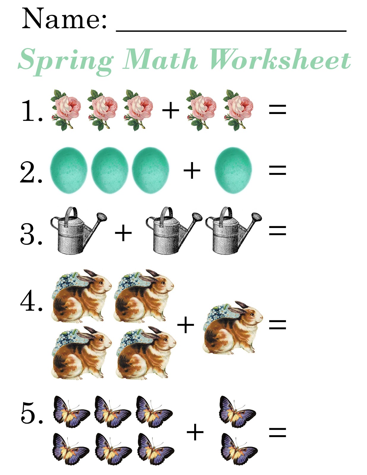 Lilac &  Lavender: Kids Spring Math Worksheets