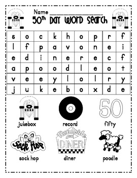 50 day at school activity sheets