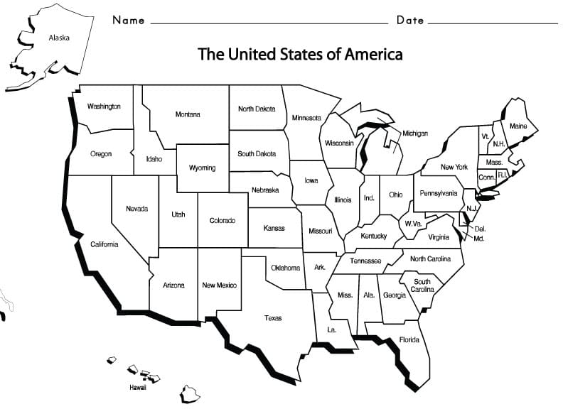 USA States - Sight Words, Reading, Writing, Spelling &  Worksheets