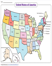 50 States Worksheets | States and Capitals of U.S.