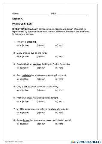500x600 part of speech worksheet