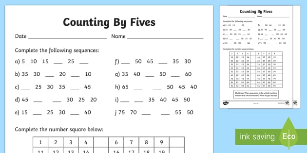 Counting By 5s Worksheet / Worksheet (teacher made) - Twinkl