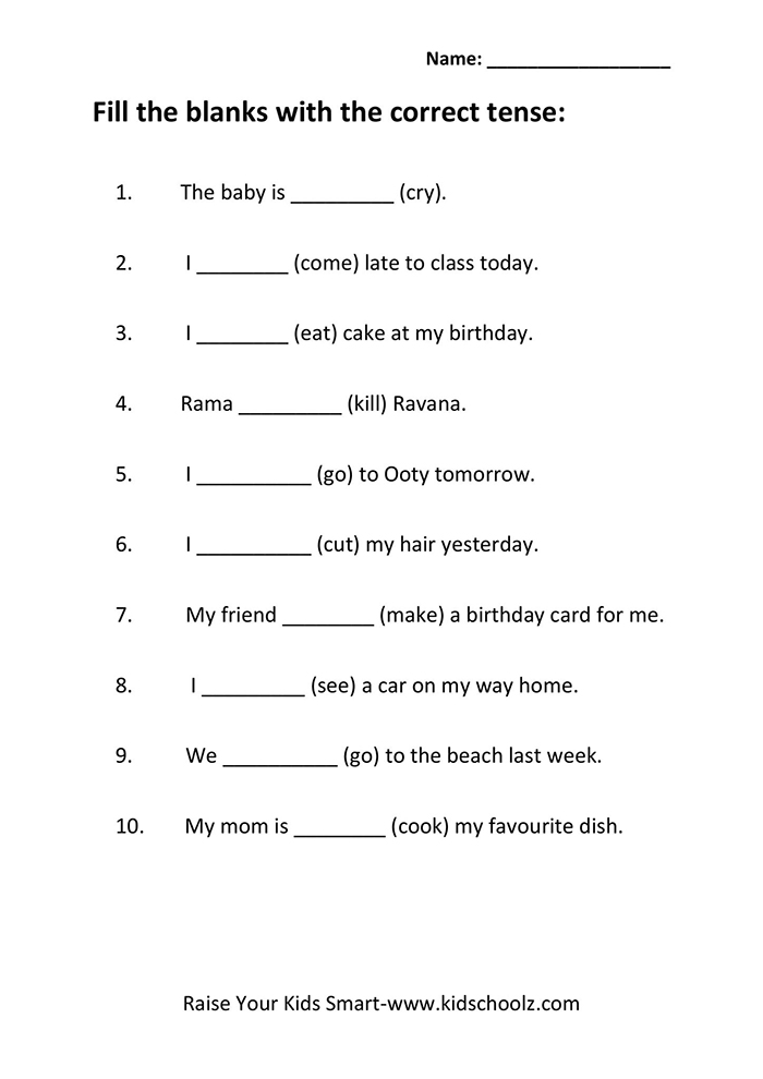 Grade 5 English Grammar Worksheet - Kidschoolz