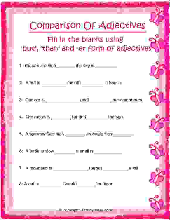 Comparison of Adjectives Worksheet 5