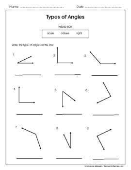 Types of Angles - Geometry Basics - worksheet - Grades 4-5 - CCSS ...