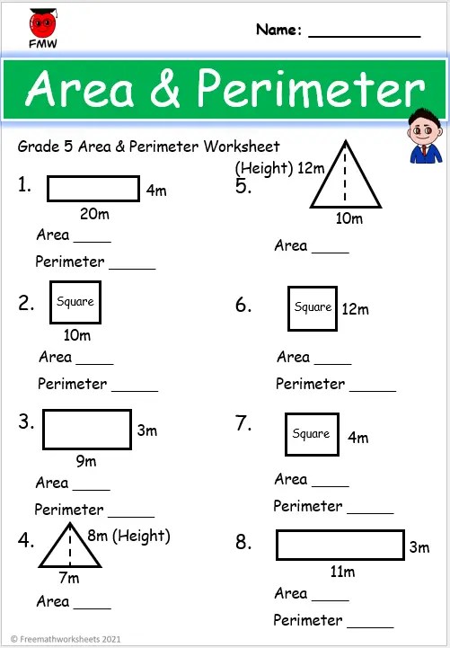 Grade 5 Area &  Perimeter Worksheets | Free Worksheets