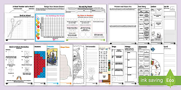 5th grade back to school worksheet