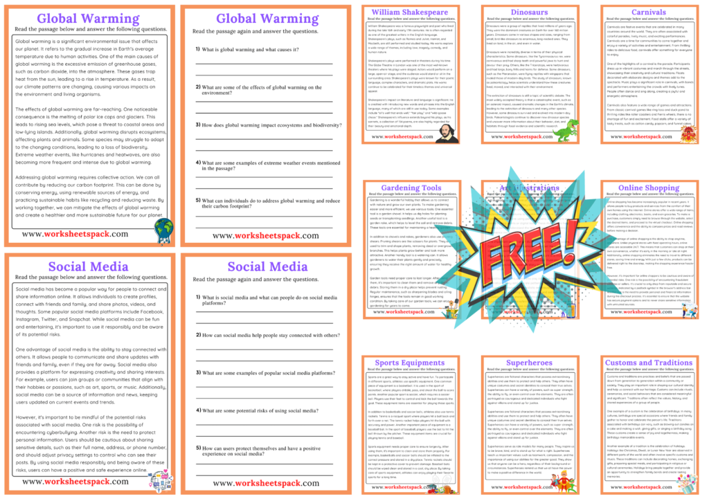Grade 5 Reading Comprehension Worksheets - worksheetspack
