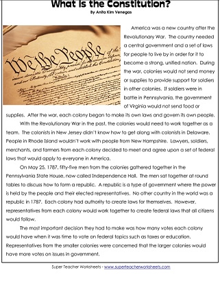5th grade constitution worksheet