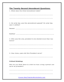 Outline of Teaching the US Constitution Worksheet!
