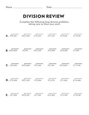 Math Review: Multi-Digit Division | Interactive Worksheet ...