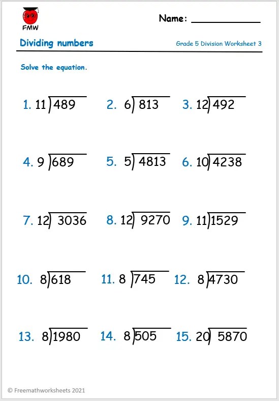 Grade 5 Division Worksheets | Free worksheets | Printables