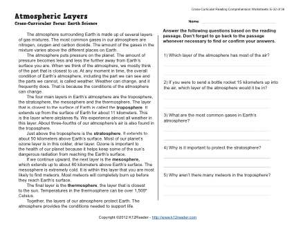 5th grade earth science worksheet