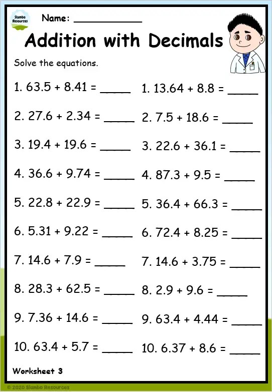 5th grade fraction addition worksheet