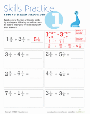 5th grade fraction addition worksheet