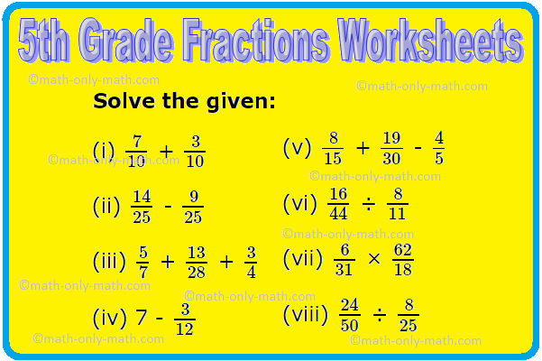 5th grade fraction worksheet