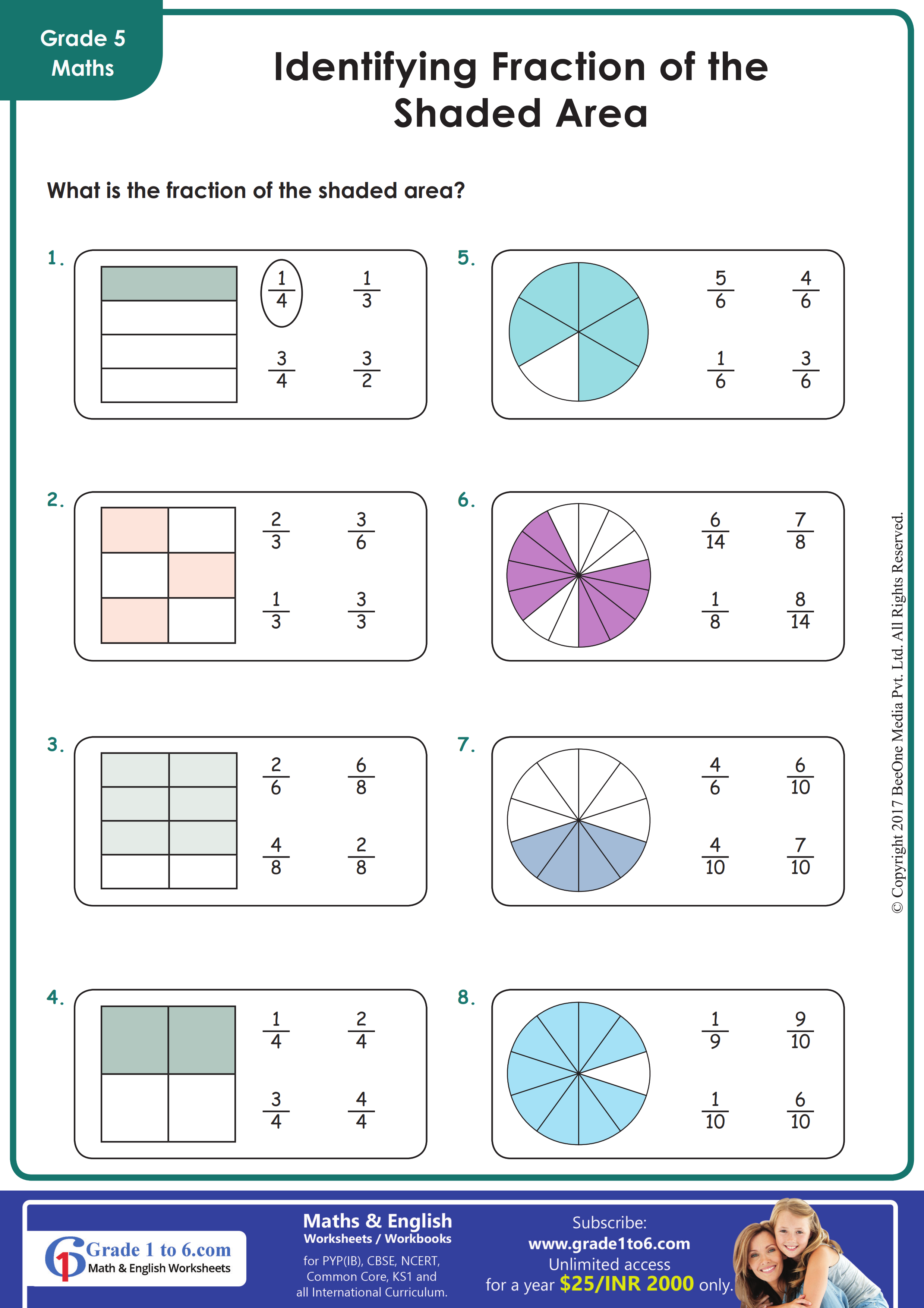 5th grade fraction worksheet