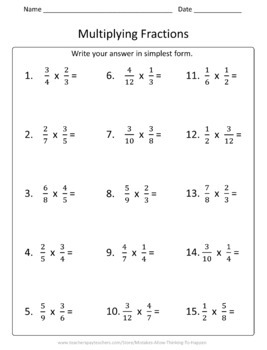 5th Grade Add Subtract Multiply and Dividing Fractions Worksheet ...